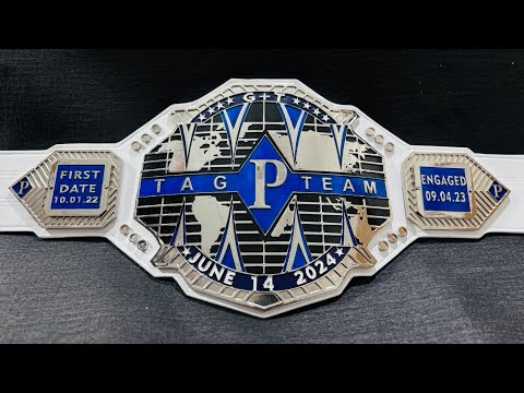 Custom Tag Team Championship Belt - Customizable Belt With Your Logos and text.