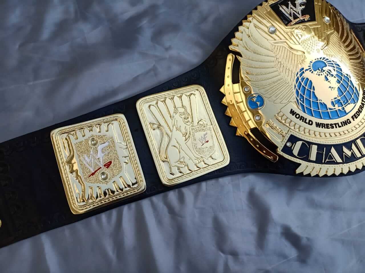 WWF Title World Wrestling Federation Champion Replica Leather Belt 4mm Brass WWE 