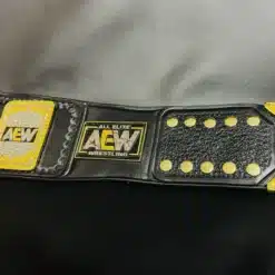 Genuine black leather strap of the AEW TNT Championship Belt with premium stitching.