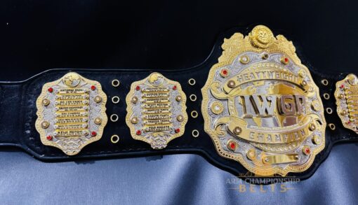 Custom IWGP belt with champion’s name engraved