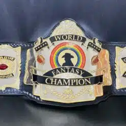 Custom Fantasy Football Belt featuring customizable plates and leather strap
