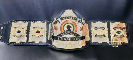 Custom Fantasy Football Belt featuring customizable plates and leather strap