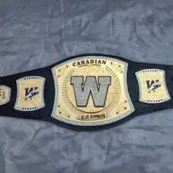 Custom CFL Championship Belt with Gold Zinc Plates and Leather Strap