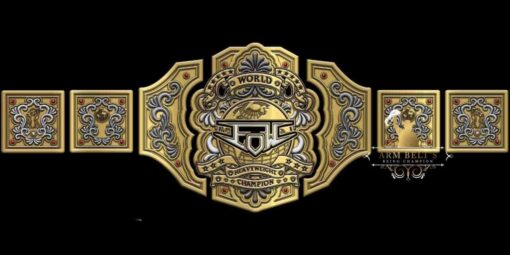 Custom World Wrestling Federation Belt showcasing high-quality metal plates and genuine cowhide leather strap.