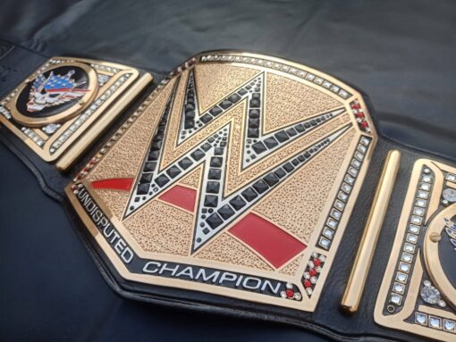 Custom WWE Universal Championship Belt with option to add your logo, text, or design on the side plates.