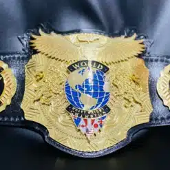 Professional wrestling belt featuring custom designs, perfect for pro wrestling events or personal collections.