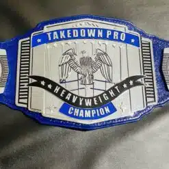 Custom TakeDown Pro Wrestling Belt with gold plating and leather strap