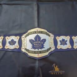 High-quality replica of the Toronto Maple Leafs championship belt, featuring detailed engravings and a genuine leather strap for hockey fans and collectors.