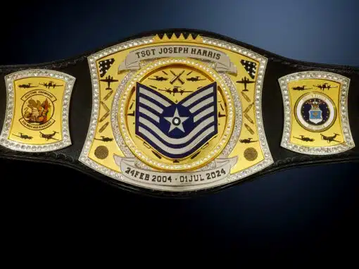 Celebrate your military retirement with a personalized championship belt that reflects your unique journey and achievements.