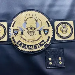 Custom Attitude Era Belt - Premium gold-plated zinc plates with 3mm thick cowhide leather strap, adjustable to fit waist sizes 48