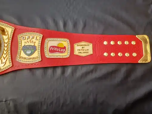 Fantasy football belt adorned with Swarovski gems, HD engraved plates,