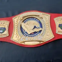 Custom fantasy football belt designed for the Orlando Fantasy Football League with sponsor logos.