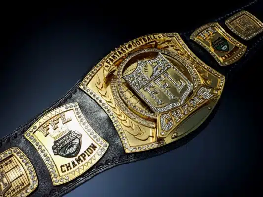 High-quality custom fantasy football championship belt with personalized engraving