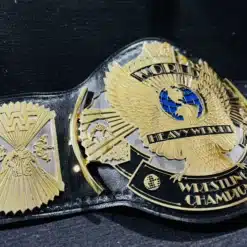 Old wrestling belt with the winged eagle design, perfect for fans of classic WWF titles.