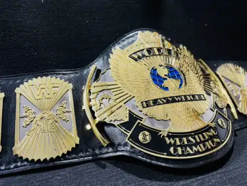 Old wrestling belt with the winged eagle design, perfect for fans of classic WWF titles.