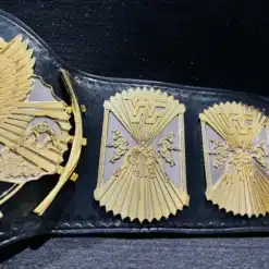 Side view of the winged eagle wrestling belt highlighting the HD Enraved plates.