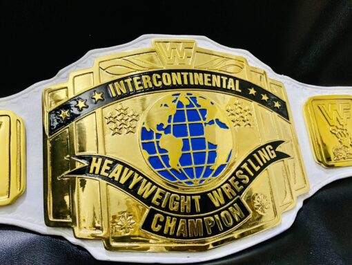 Classic white replica of the Intercontinental Championship belt, featuring authentic detailing and craftsmanship