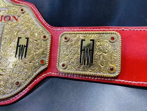 FFW Pro Wrestling title belt for major wrestling events with vibrant detailing and customizable logos