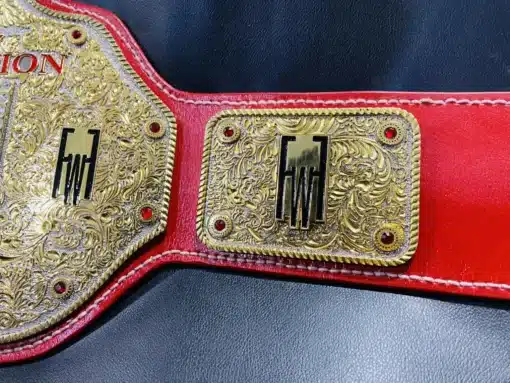 FFW Pro Wrestling title belt for major wrestling events with vibrant detailing and customizable logos