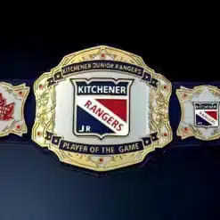 Kitchener Rangers Custom Belt with HD engraving on main and side plates.