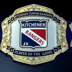 ully customizable Kitchener Rangers Replica Belt with engraved plates and leather strap.