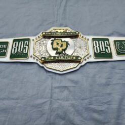 A customizable football championship belt from ARM Championship Belts