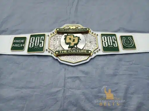 A customizable football championship belt from ARM Championship Belts