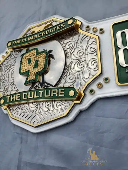 Side view of the Cal Poly Football Championship Belt