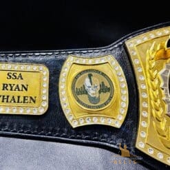 Spinner championship belt designed for law enforcement recognition, featuring Swarovski shine gems.