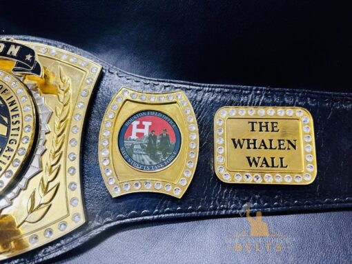 Championship belt highlighting the FBI Houston Field Office logo and dedication to community safety.