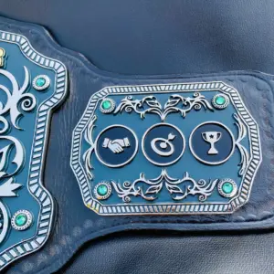 Detailed engraving on Brand Advisor Championship Belt, showcasing attention to detail