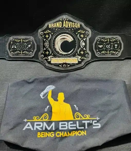 Shiny gold and chrome finish on the custom Sales Champion Belt.