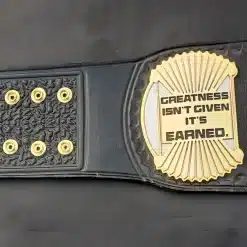 Championship belt with motivational inscriptions