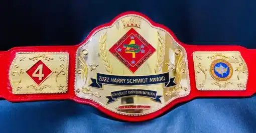 Custom US Marine Corps championship belt with intricate design and Marine Corps emblem