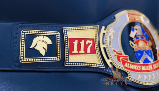 Customizable side plates for logos and style on the Navy Wrestling Belt