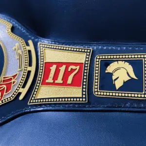 Customizable side plates for logos and style on the Navy Wrestling Belt