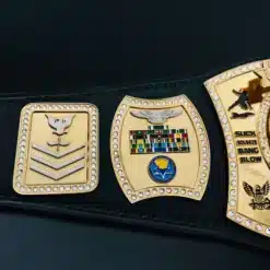 Custom military belt side plate with Navy rank and service unit logo engraving