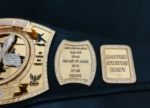 Customizable military belt perfect for Navy veteran retirement and service award