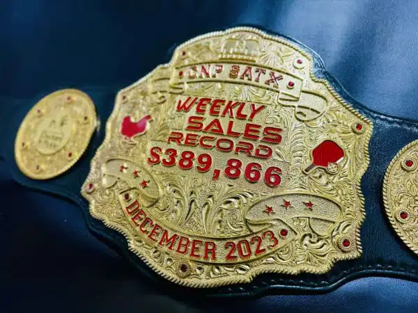 top Salesperson - Corporate Championship Belt featuring customizable main and side plates