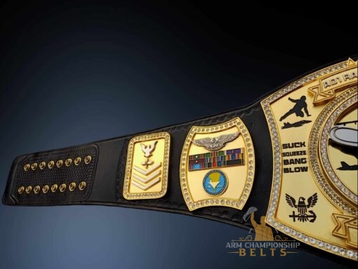 US Navy Retirement Belt featuring Swarovski Gems and leather strap