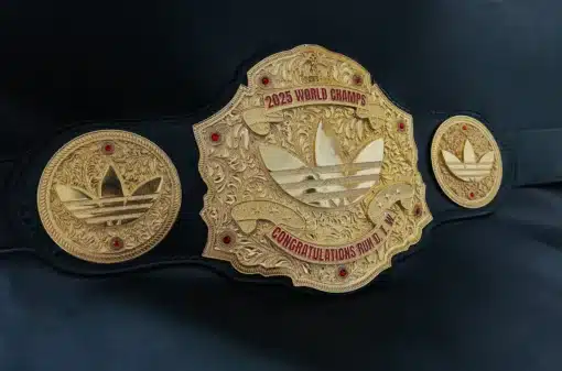 A customizable championship belt for top salespeople, designed to reward excellence and inspire high performance in the workplace.