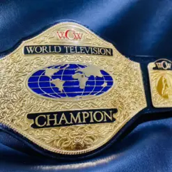 Genuine Hand-Tooled Leather Strap Detail on WCW Television Championship Belt