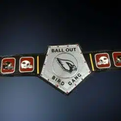 Front view of the Arizona Cardinals Football Belt, showcasing the spinner center plate and high-quality finishes.