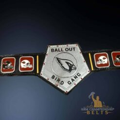 Front view of the Arizona Cardinals Football Belt, showcasing the spinner center plate and high-quality finishes.