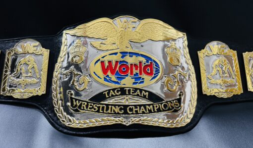 Displaying the World Tag Team Championship Belt