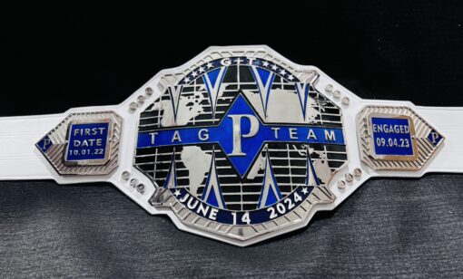 Custom Tag Team Title Belt with HD CNC engraved plates