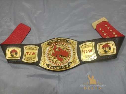 Custom Heavyweight Spinner Belt featuring shiny gold high-quality paint on the plates.