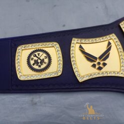 Side plates of the MSGT Air Force Championship Belt with shiny gold high-quality paint.