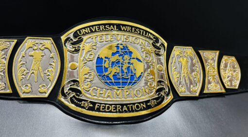 Detailed etching on the UWF Television Championship Belt