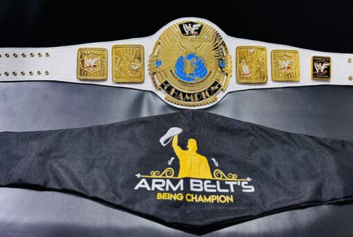 Shiny gold plating on WWF Attitude Era Big Eagle Heavyweight Wrestling Championship Belt and bag